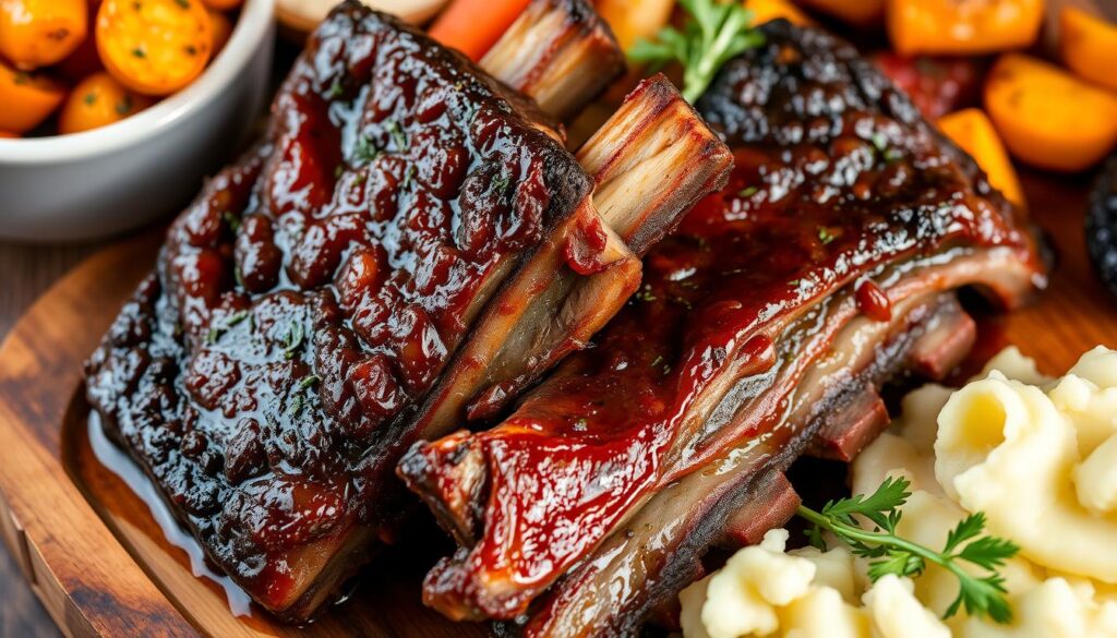 Braised and smoked short ribs