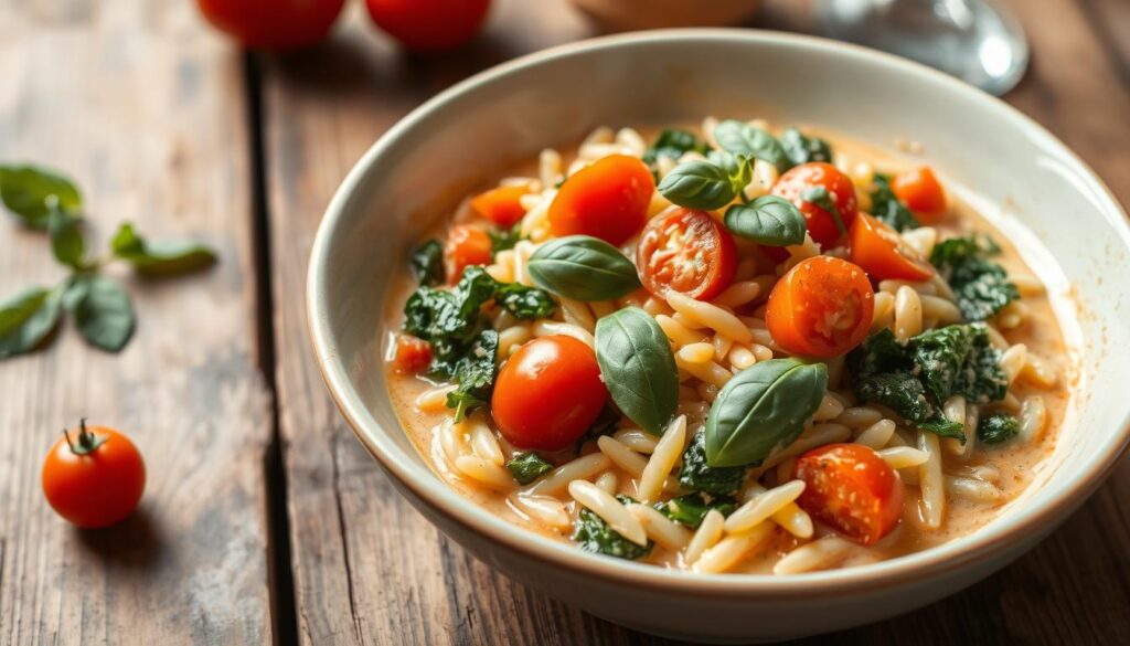 creamy vegetarian orzo