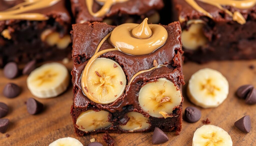 peanut butter banana brownies with brownie mix